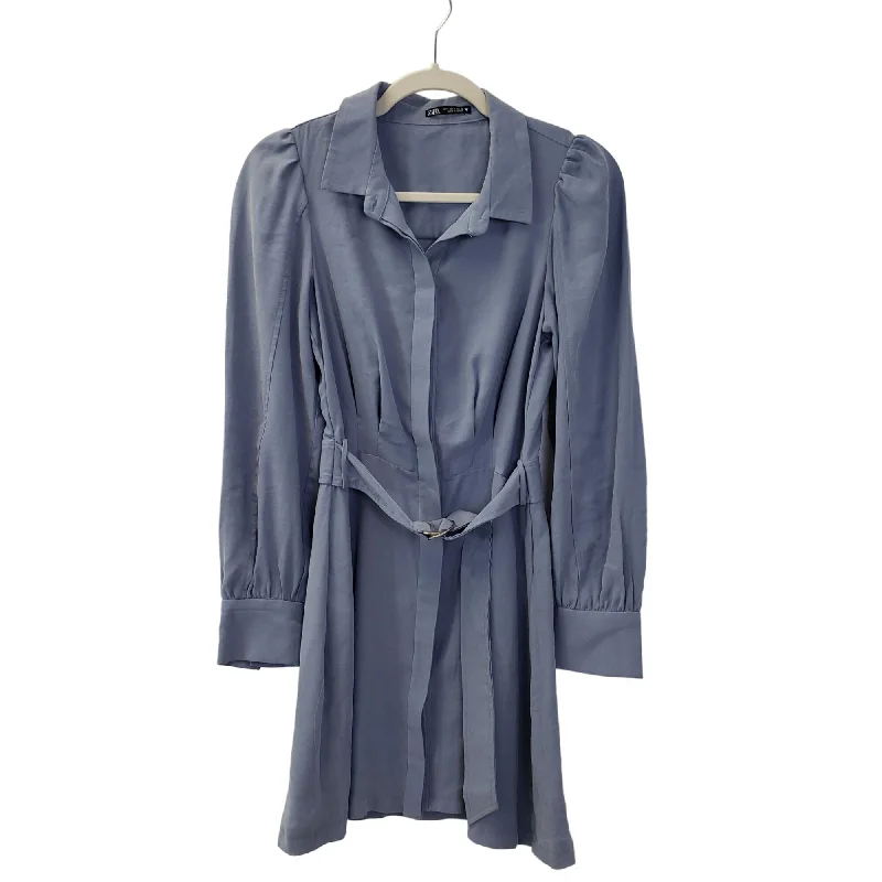 Bargain Prices Zara Viscose Blend Puff Sleeve Belted Shirt Dress Size Small